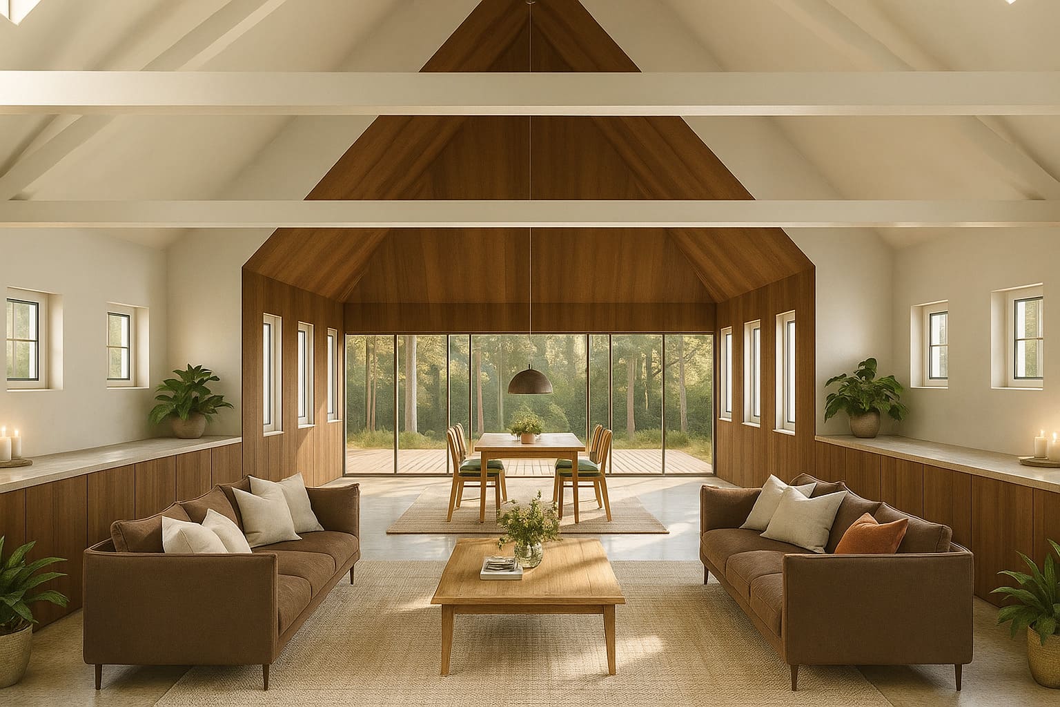 Ruime en lichte woonkamer in het herbestemde badhuis